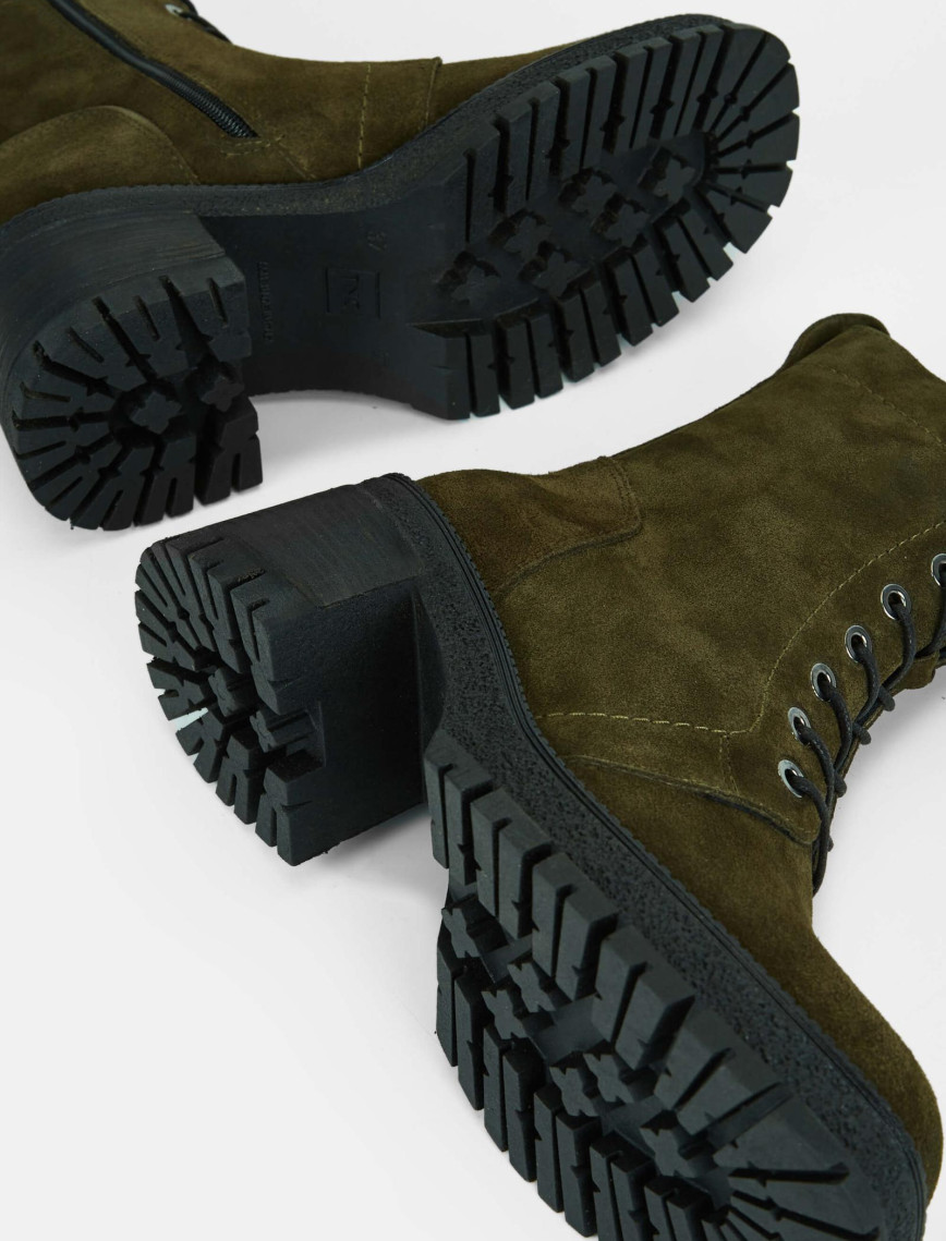 Tamer Tanca Kadın Hakiki Deri Haki Süet Casual Bot