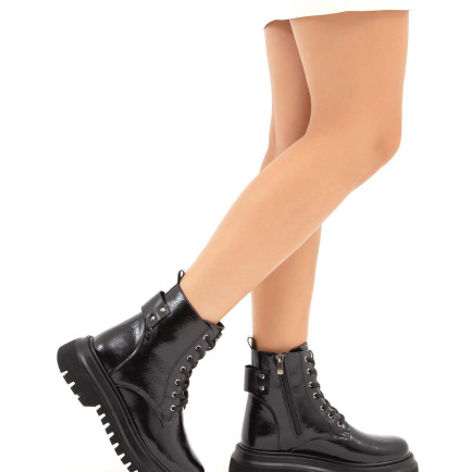 Tamer Tanca Kadın Vegan Siyah Rugan Casual Bot Tamer Tanca Kadın Vegan Siyah Rugan Casual Bot