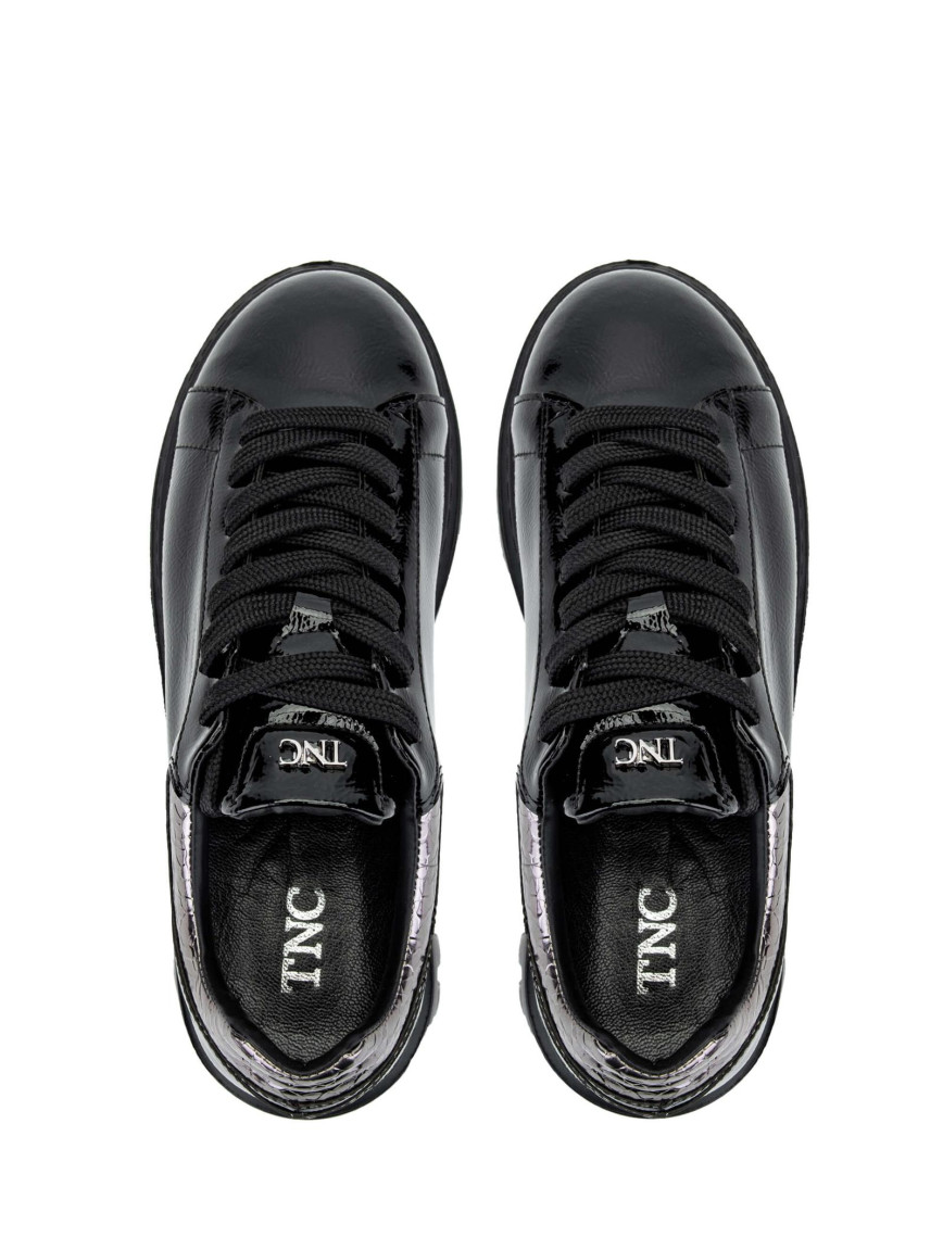 Tamer Tanca Kadın Deri/Suni Siyah Rugan Sneakers & Spor Ayakkabı