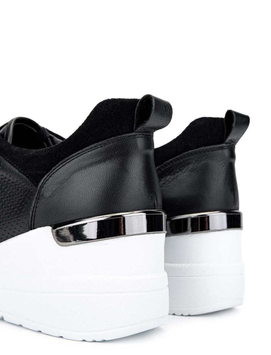 Tamer Tanca Kadın Hakiki Deri Siyah Deri Sneakers & Spor Ayakkabı