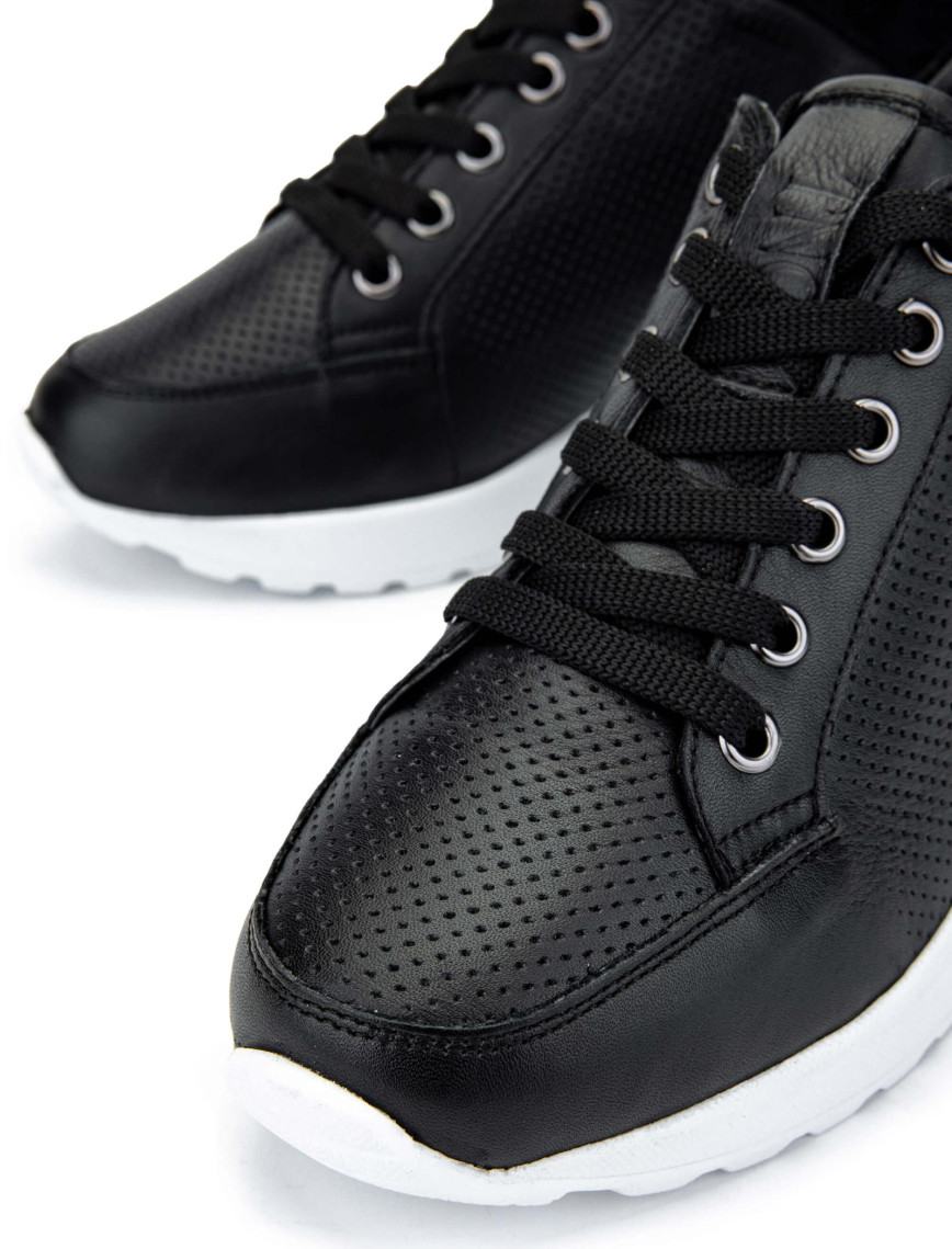 Tamer Tanca Kadın Hakiki Deri Siyah Deri Sneakers & Spor Ayakkabı