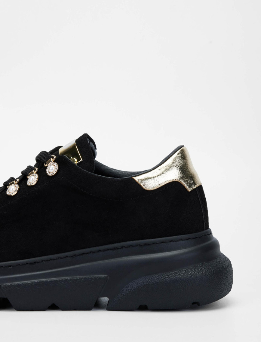 Tamer Tanca Kadın Vegan Siyah Süet Sneakers & Spor Ayakkabı