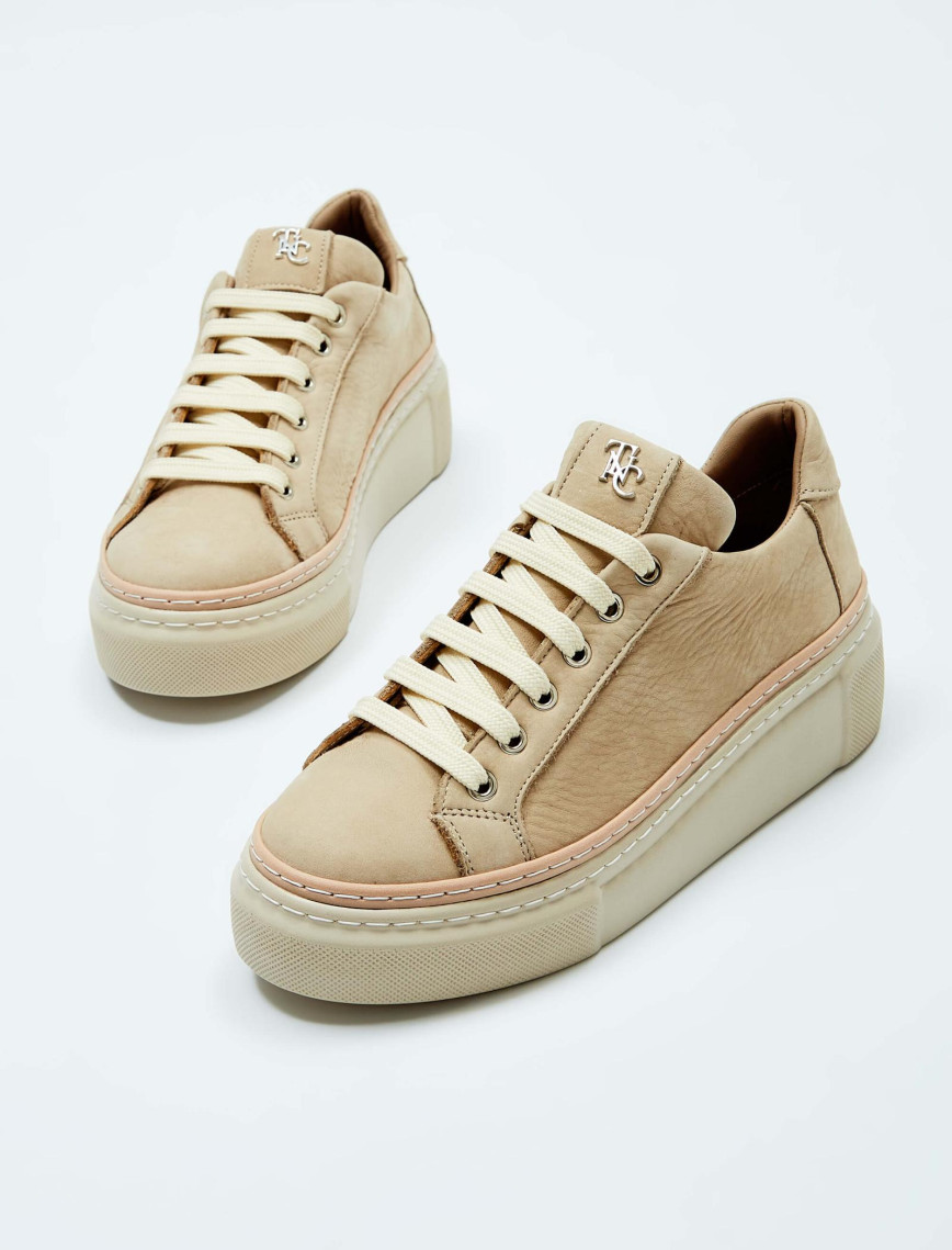 Tamer Tanca Kadın Hakiki Deri Bej Sneakers & Spor Ayakkabı