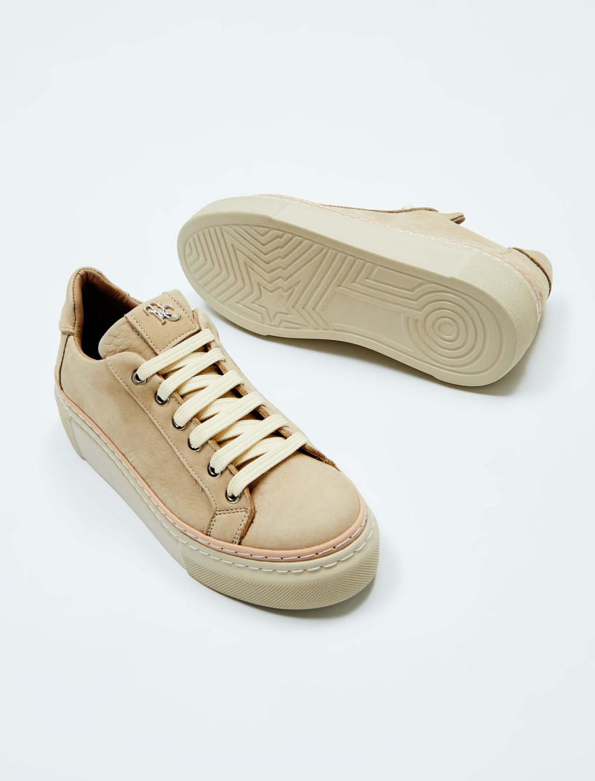 Tamer Tanca Kadın Hakiki Deri Bej Sneakers & Spor Ayakkabı