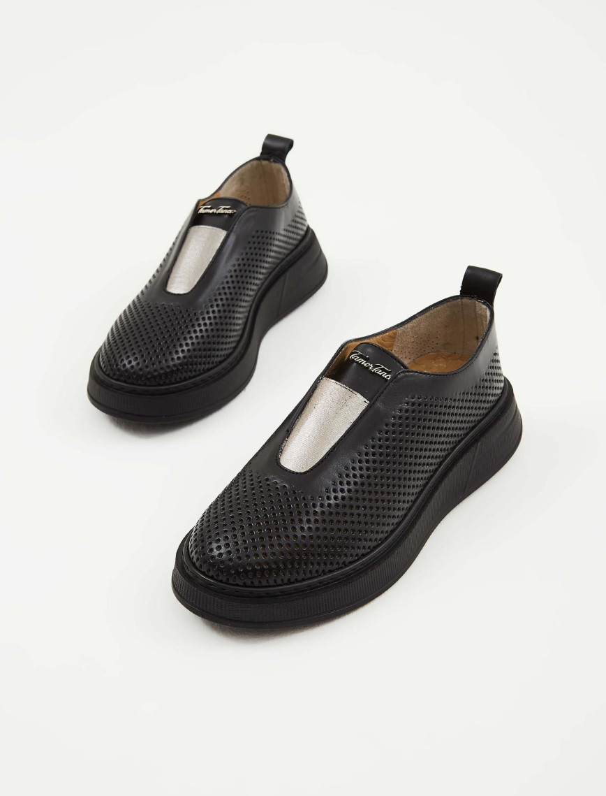 Tamer Tanca Kadın Hakiki Deri Siyah Deri Sneakers & Spor Ayakkabı