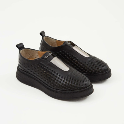 Tamer Tanca Kadın Hakiki Deri Siyah Deri Sneakers & Spor Ayakkabı