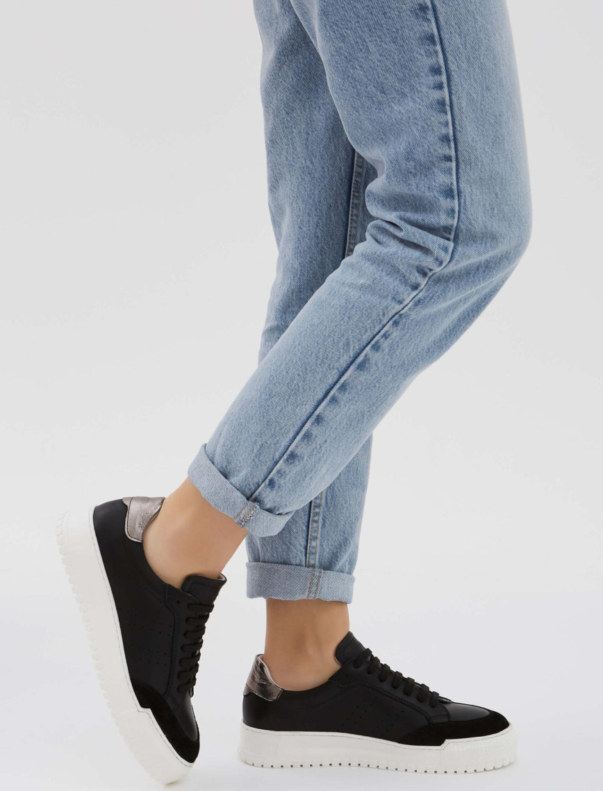 Tamer Tanca Kadın Hakiki Deri Siyah Sneakers & Spor Ayakkabı