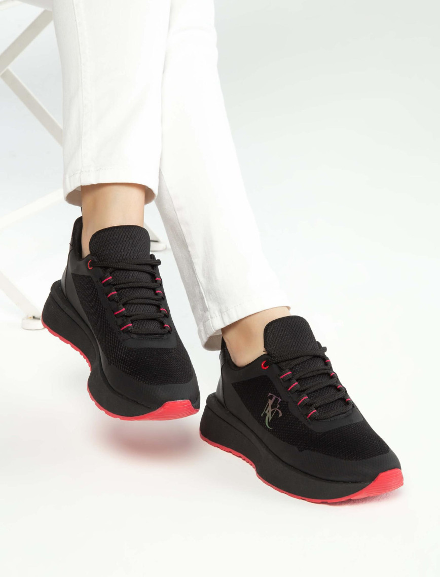 Tamer Tanca Kadın Vegan Siyah Sneakers & Spor Ayakkabı