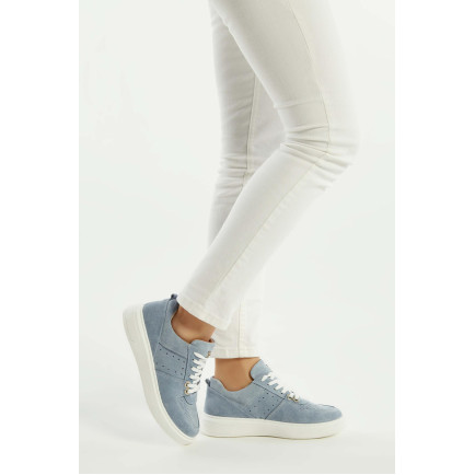 Tamer Tanca Kadın Hakiki Deri Mavi Süet Sneakers & Spor Ayakkabı