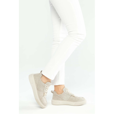 Tamer Tanca Kadın Hakiki Deri Bej Sneakers & Spor Ayakkabı