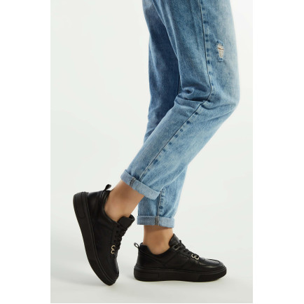 Tamer Tanca Kadın Hakiki Deri Siyah Deri Sneakers & Spor Ayakkabı