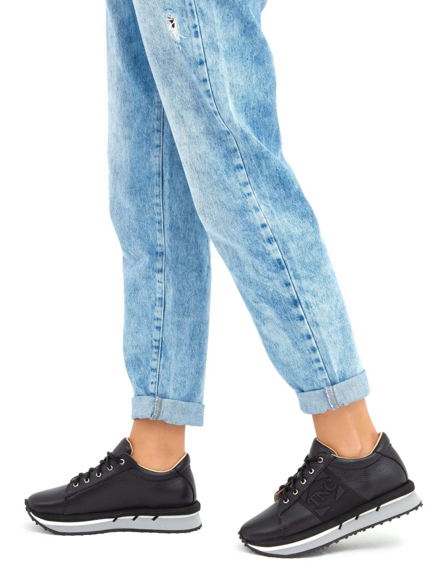 Tamer Tanca Kadın Hakiki Deri Siyah Sneakers & Spor Ayakkabı