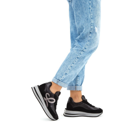 Tamer Tanca Kadın Hakiki Deri Siyah Sneakers & Spor Ayakkabı