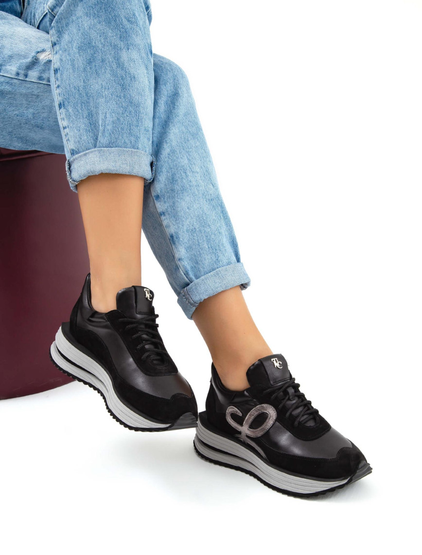 Tamer Tanca Kadın Hakiki Deri Siyah Sneakers & Spor Ayakkabı Tamer Tanca Kadın Hakiki Deri Siyah Sneakers & Spor Ayakkabı