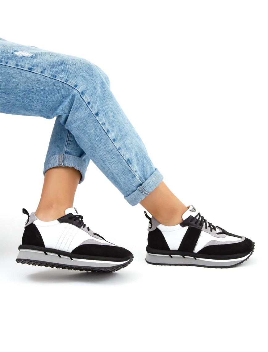 Tamer Tanca Kadın Hakiki Deri Siyah Sneakers & Spor Ayakkabı