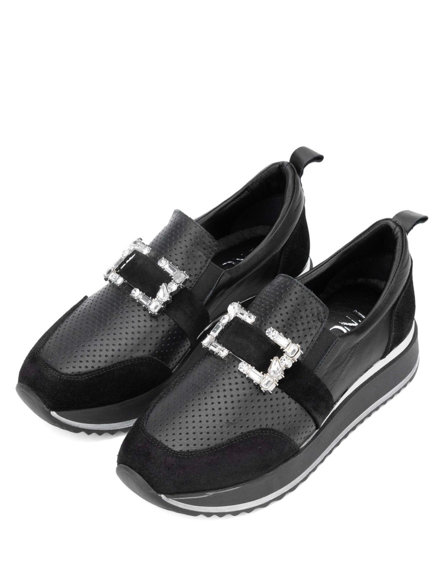 Tamer Tanca Kadın Hakiki Siyah Deri Sneakers & Spor Ayakkabı