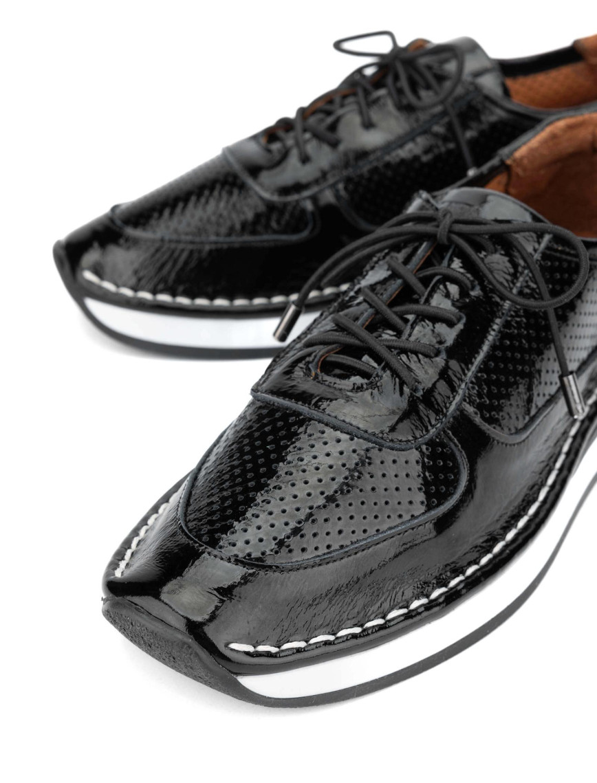 Tamer Tanca Kadın Deri Hasır Siyah Rugan Sneakers & Spor Ayakkabı Tamer Tanca Kadın Deri Hasır Siyah Rugan Sneakers & Spor Ayakkabı