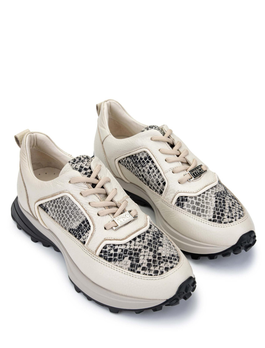 Tamer Tanca Kadın Hakiki Deri Bej Sneakers & Spor Ayakkabı Tamer Tanca Kadın Hakiki Deri Bej Sneakers & Spor Ayakkabı