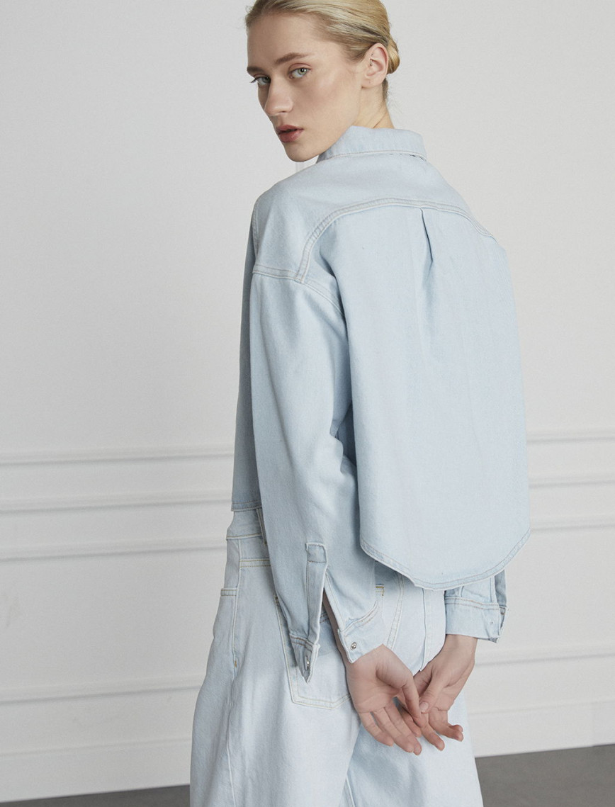 Denim Crop Gömlek Denim Crop Gömlek