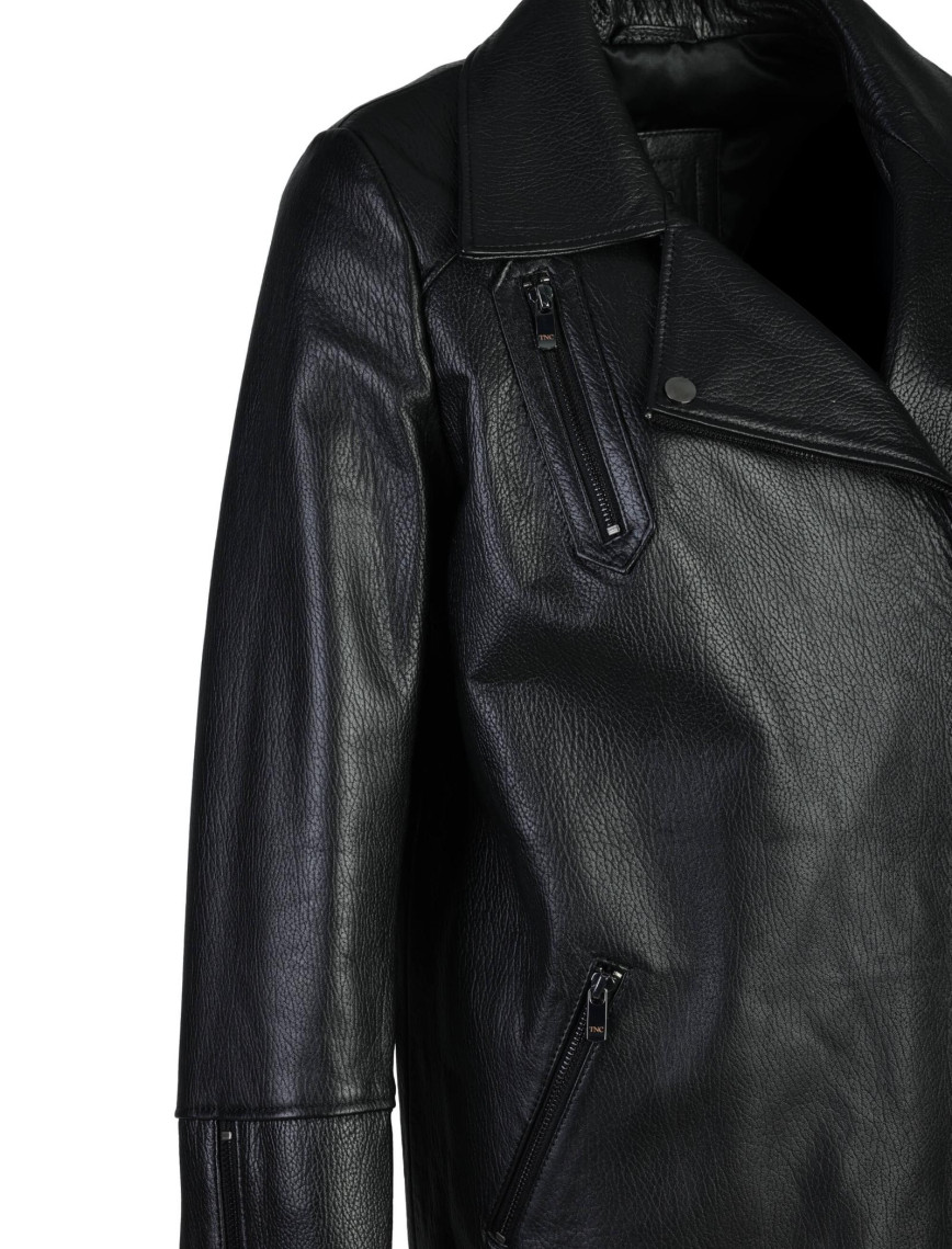 Tamer Tanca Kadın Hakiki Deri Siyah Deri Mont