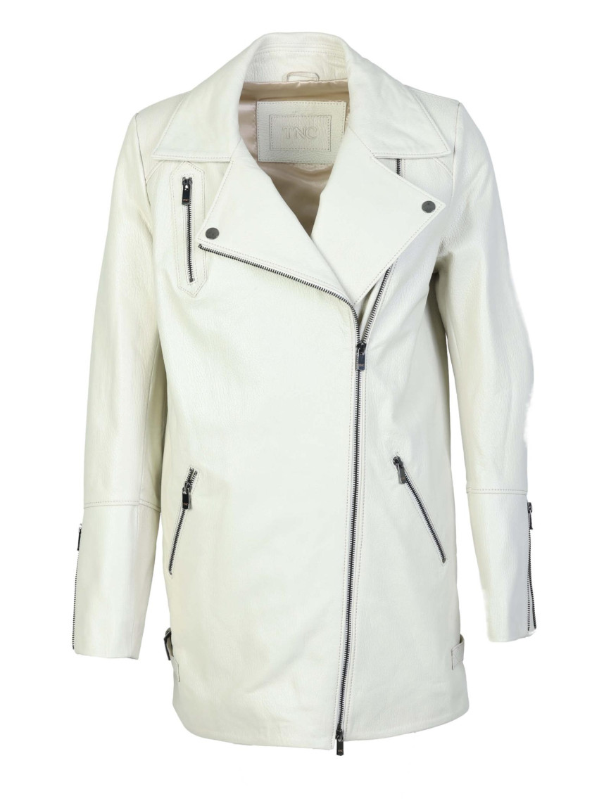 Tamer Tanca Kadın Hakiki Deri Kırık Beyaz Deri Mont