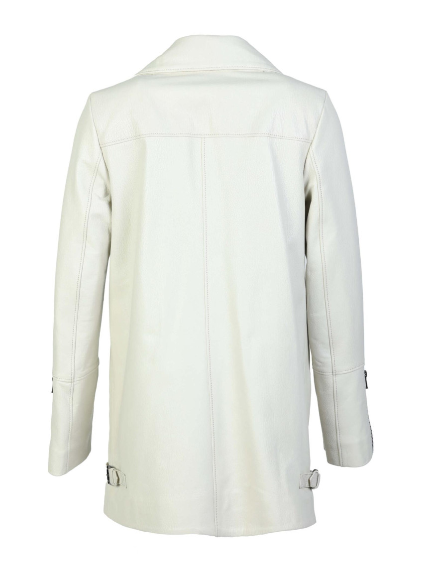 Tamer Tanca Kadın Hakiki Deri Kırık Beyaz Deri Mont