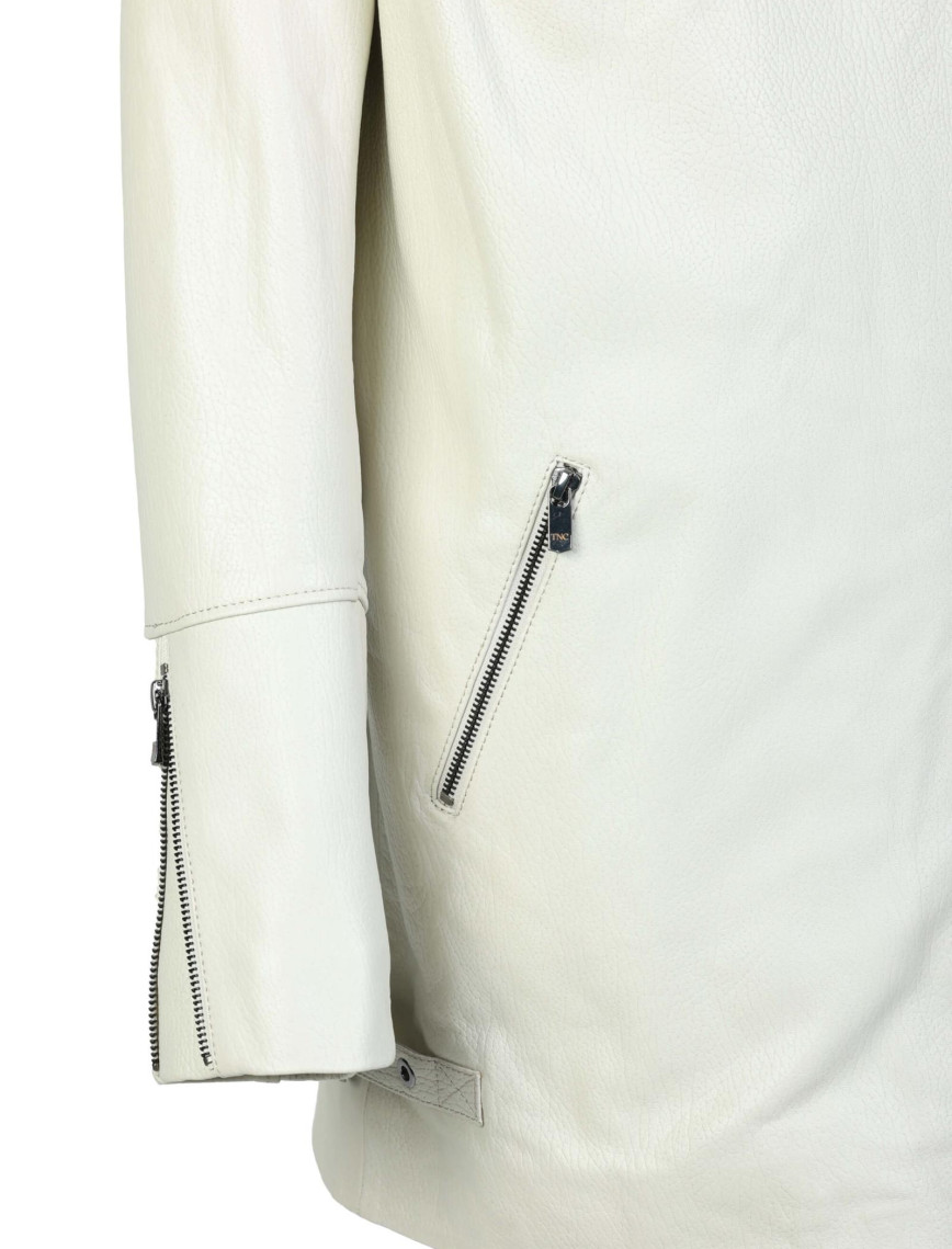 Tamer Tanca Kadın Hakiki Deri Kırık Beyaz Deri Mont