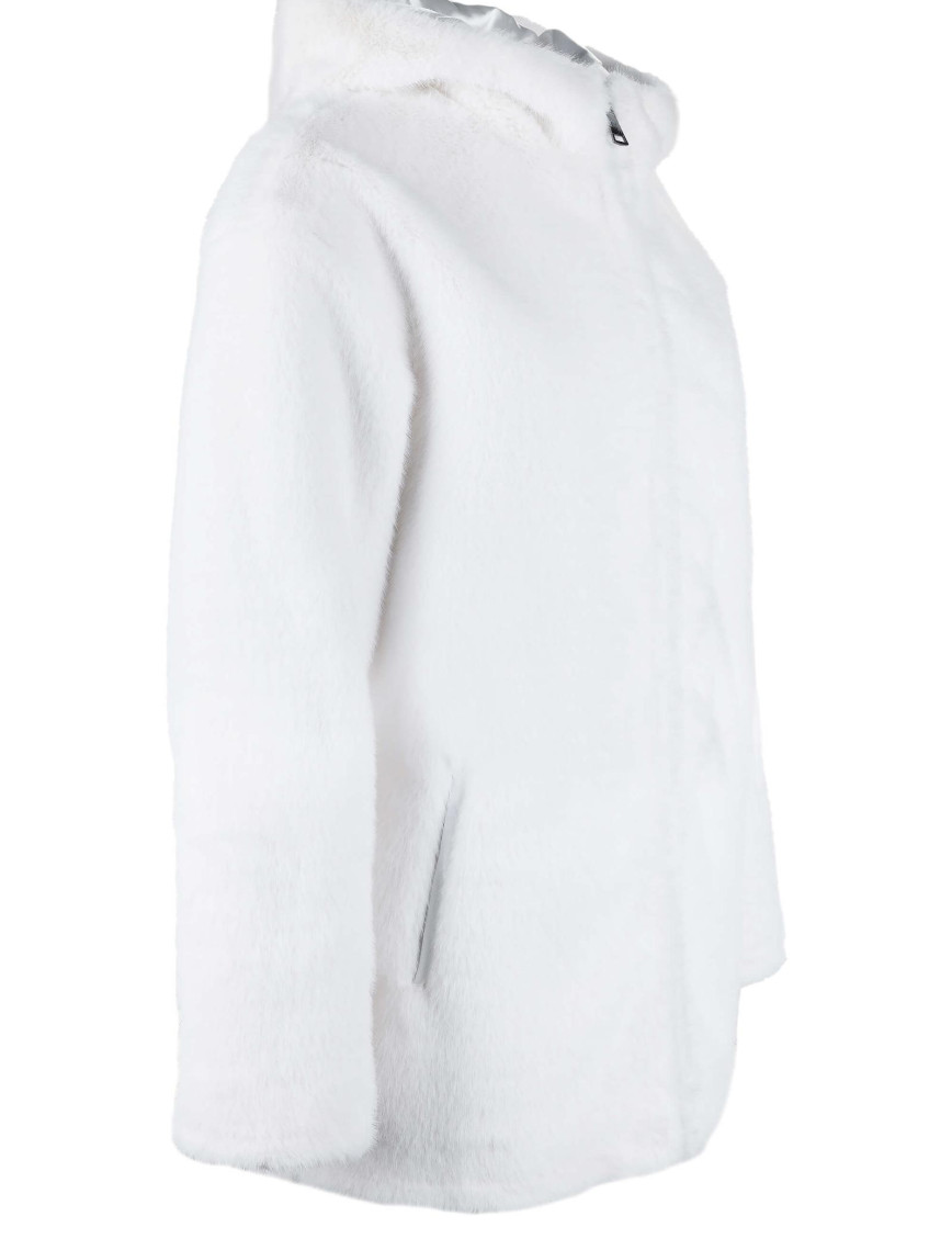 Tamer Tanca Kadın Peluş Beyaz Kumaş Mont Deri Mont