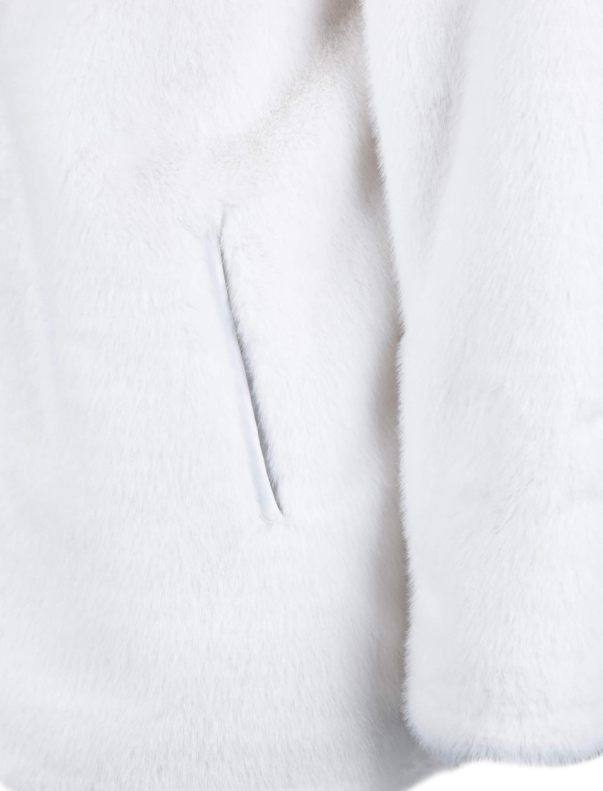 Tamer Tanca Kadın Peluş Beyaz Kumaş Mont Deri Mont
