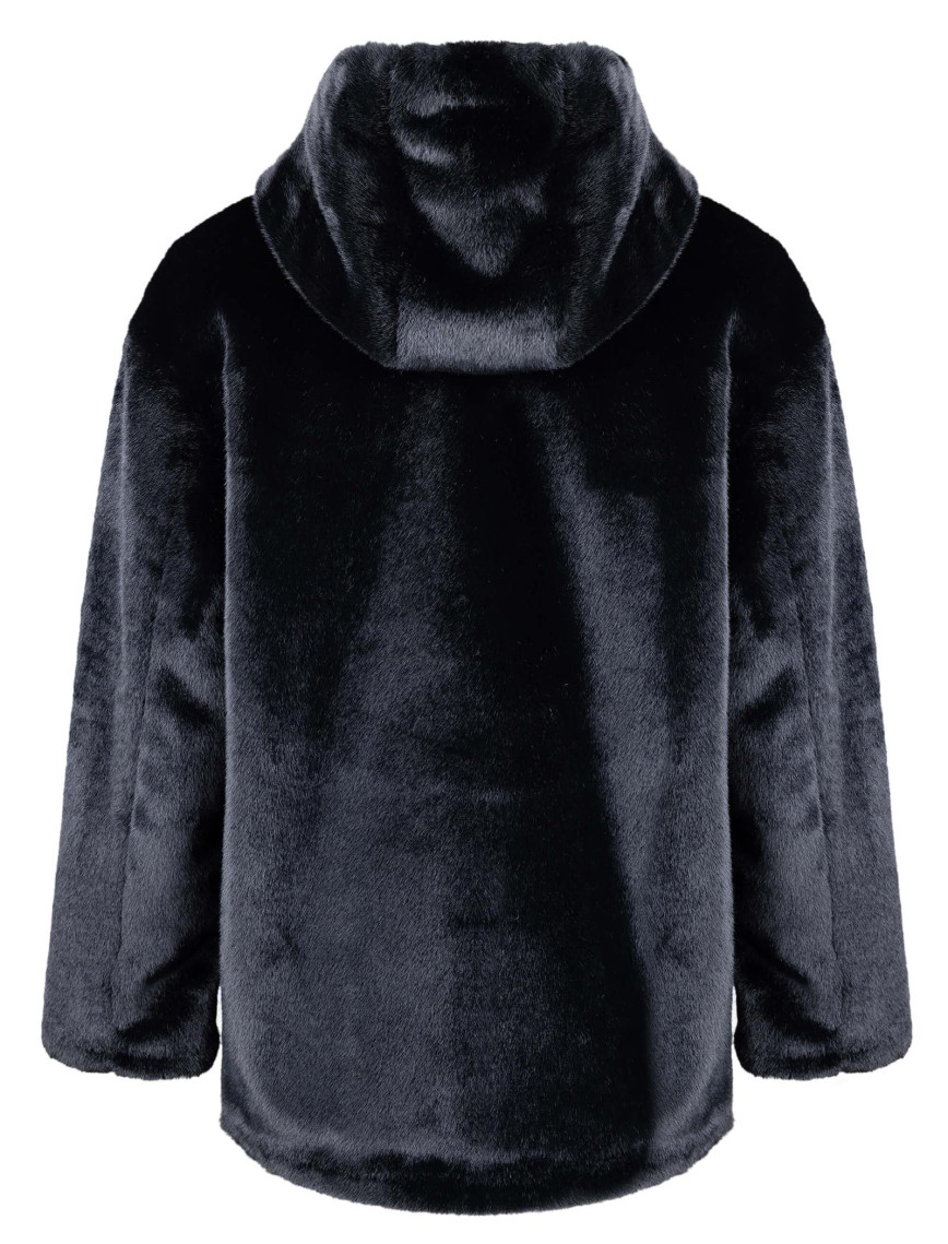 Tamer Tanca Kadın Peluş Siyah Kumaş Mont Deri Mont