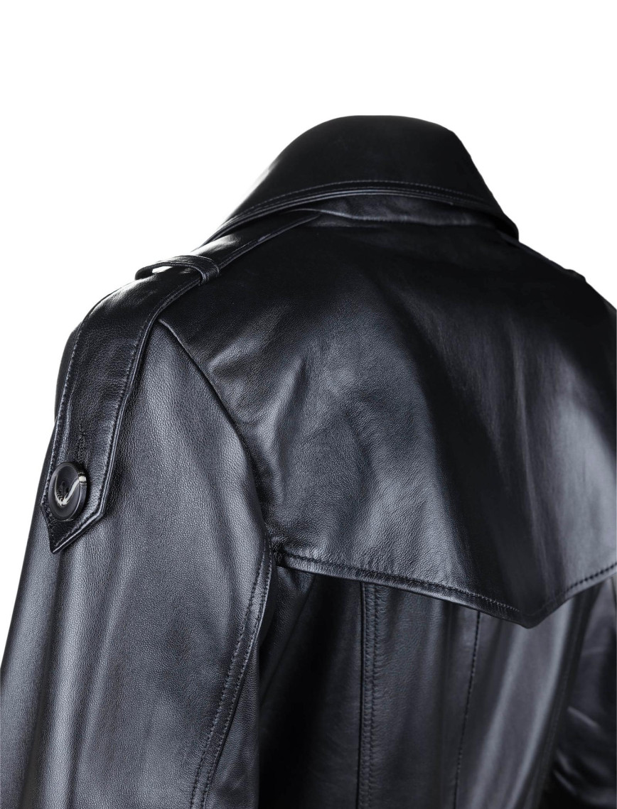 Tamer Tanca Kadın Hakiki Deri Siyah Deri Deri Mont