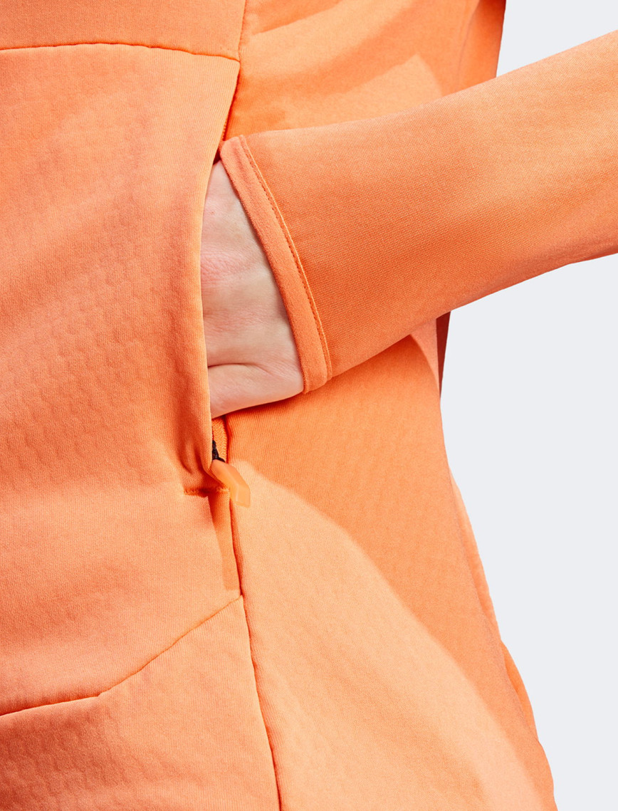 adidas Terrex Light Fleece Full Zip Kapüşonlu Kadın Turuncu Günlük Sweatshirt