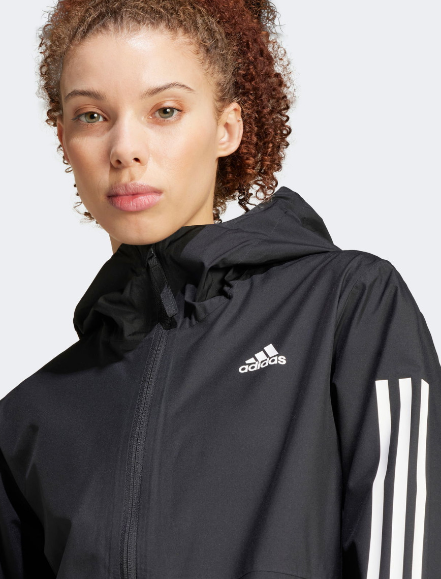 adidas Essentials 3 Striped Rain.RDY Kadın Siyah Günlük Mont adidas Essentials 3 Striped Rain.RDY Kadın Siyah Günlük Mont