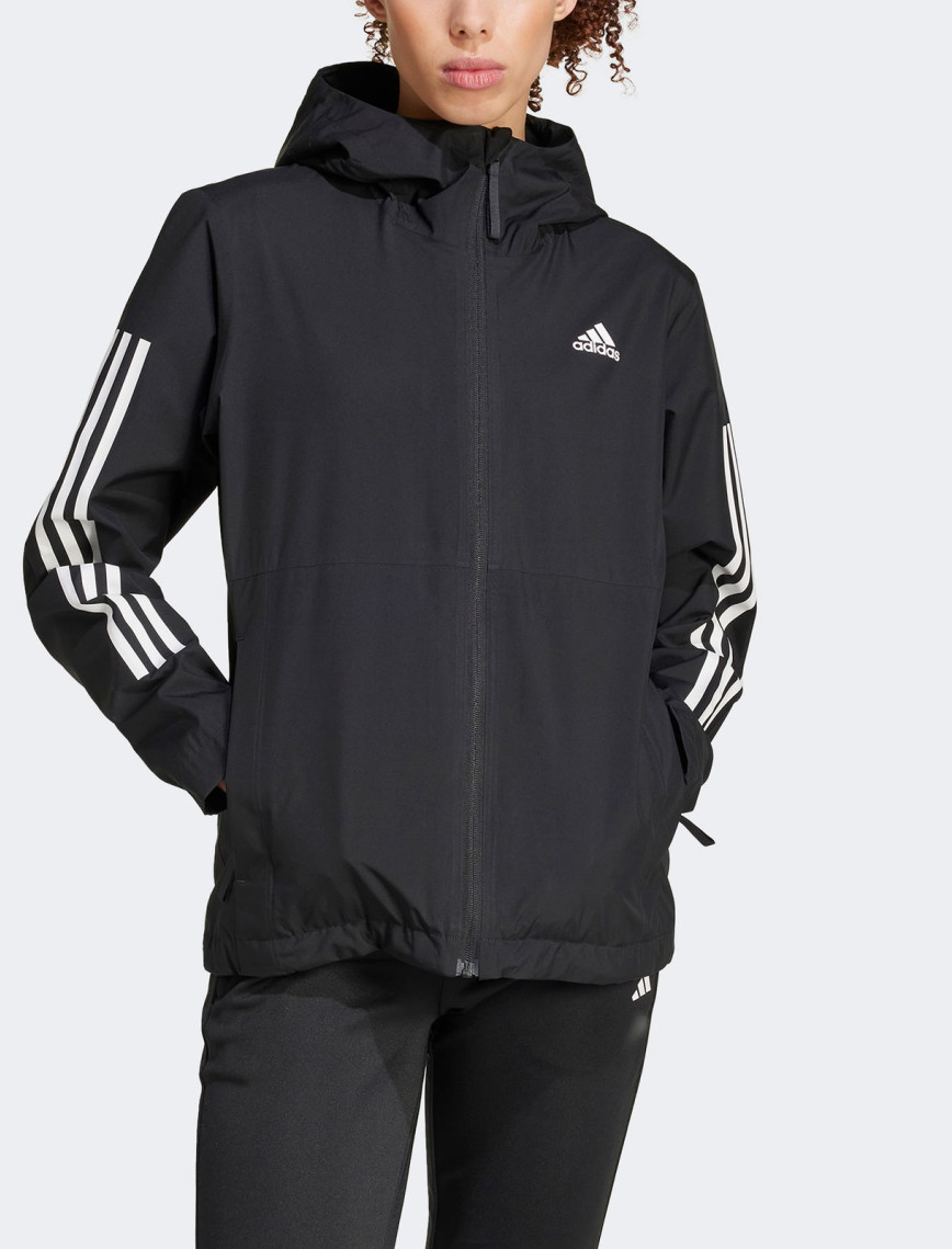 adidas Essentials 3 Striped Rain.RDY Kadın Siyah Günlük Mont adidas Essentials 3 Striped Rain.RDY Kadın Siyah Günlük Mont