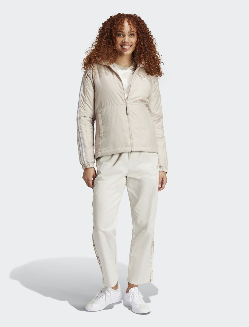 adidas Sportswear Essentials 3 Striped Insulated Kadın Bej Mont adidas Sportswear Essentials 3 Striped Insulated Kadın Bej Mont