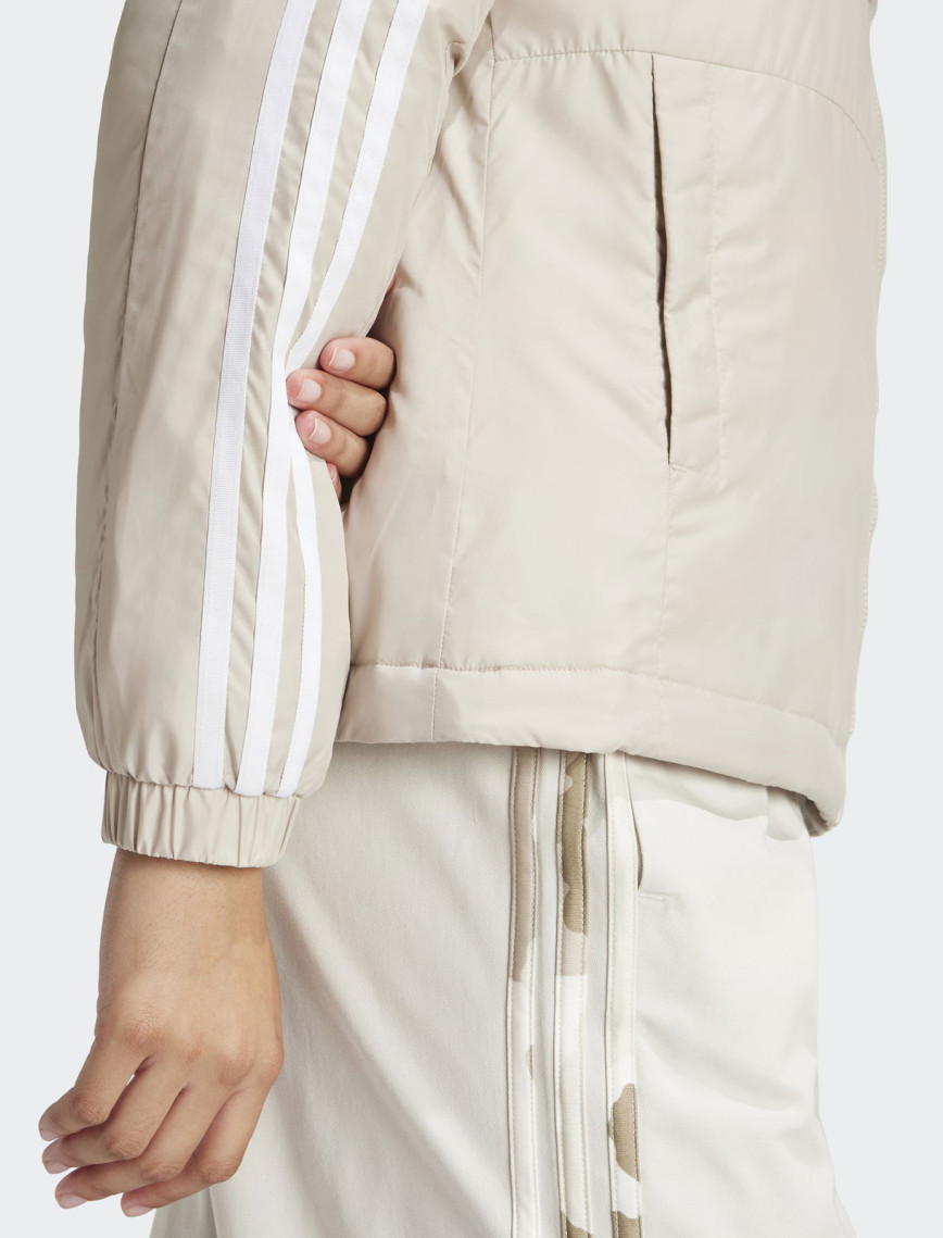 adidas Sportswear Essentials 3 Striped Insulated Kadın Bej Mont adidas Sportswear Essentials 3 Striped Insulated Kadın Bej Mont
