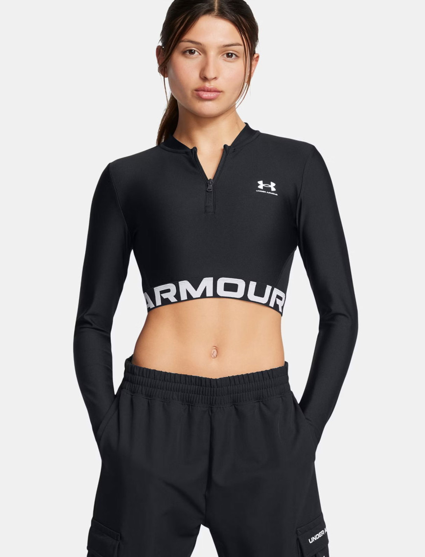 Under Armour Heat Gear Rib 1/4 Zipped Kadın Siyah Antrenman Üstü Under Armour Heat Gear Rib 1/4 Zipped Kadın Siyah Antrenman Üstü