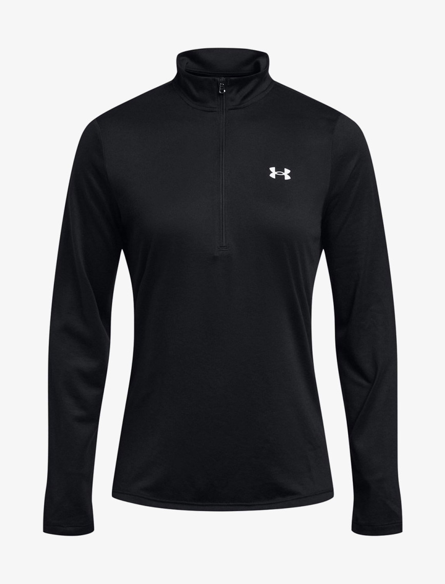 Under Armour Tech 1/2 Zipped Solid Kadın Siyah Antrenman Üstü Under Armour Tech 1/2 Zipped Solid Kadın Siyah Antrenman Üstü