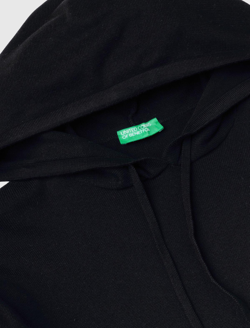 Kadın Siyah %100 Pamuk Kapüşonlu Büzgülü Crop Basic Triko Sweatshirt Kadın Siyah %100 Pamuk Kapüşonlu Büzgülü Crop Basic Triko Sweatshirt