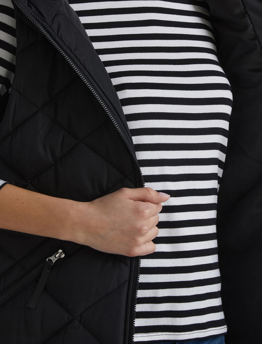 Kadın Siyah Kolsuz Uzun Kapitone Mont Kadın Siyah Kolsuz Uzun Kapitone Mont