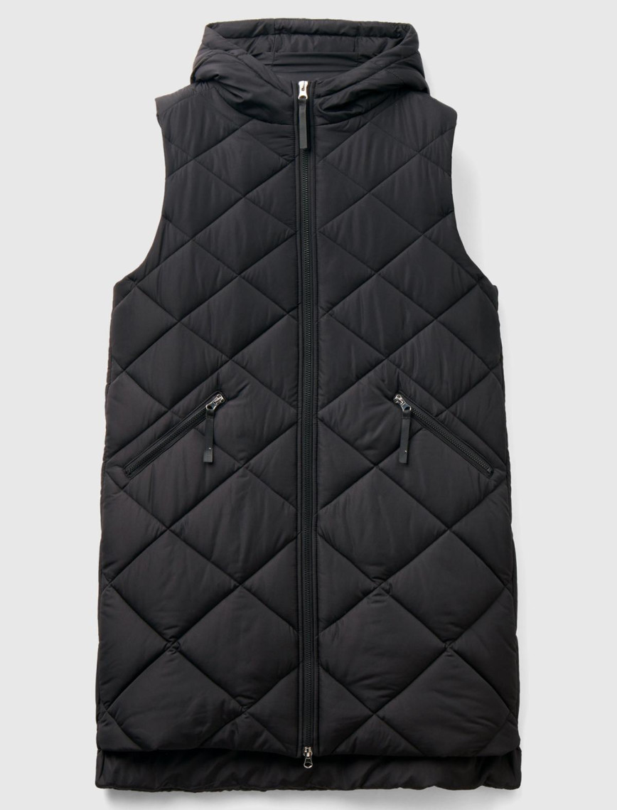 Kadın Siyah Kolsuz Uzun Kapitone Mont Kadın Siyah Kolsuz Uzun Kapitone Mont