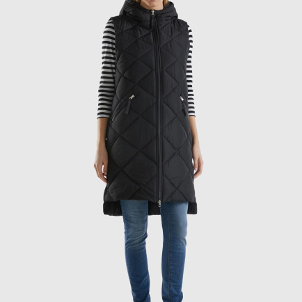 Kadın Siyah Kolsuz Uzun Kapitone Mont Kadın Siyah Kolsuz Uzun Kapitone Mont