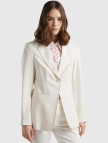 Kadın Krem Viskoz Karışımlı Slim Fit Blazer Ceket Kadın Krem Viskoz Karışımlı Slim Fit Blazer Ceket