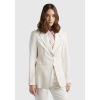 Kadın Krem Viskoz Karışımlı Slim Fit Blazer Ceket Kadın Krem Viskoz Karışımlı Slim Fit Blazer Ceket