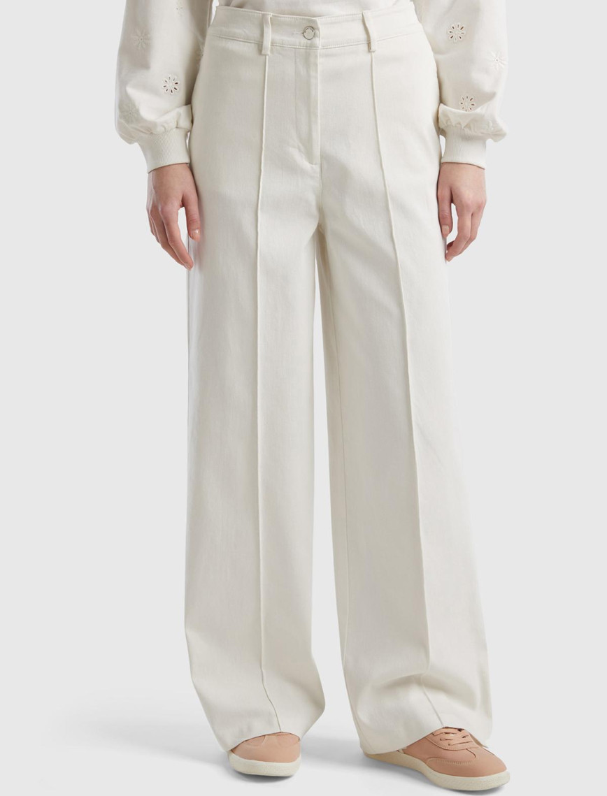 Kadın Siyah Pamuk Karışımlı Ultra Yüksek Bel Geniş Paça Pantolon Kadın Siyah Pamuk Karışımlı Ultra Yüksek Bel Geniş Paça Pantolon