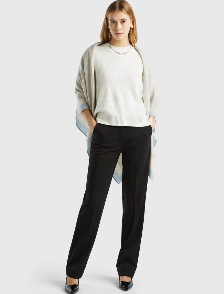 Kadın Siyah Viskoz Karışımlı Beli Kalın Bantlı Cepli Pantolon