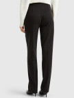 Kadın Siyah Viskoz Karışımlı Beli Kalın Bantlı Cepli Pantolon