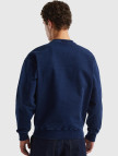 Erkek İndigo Koton Karışımlı Indigo Efekt Slogan Baskılı Sweatshirt Erkek İndigo Koton Karışımlı Indigo Efekt Slogan Baskılı Sweatshirt