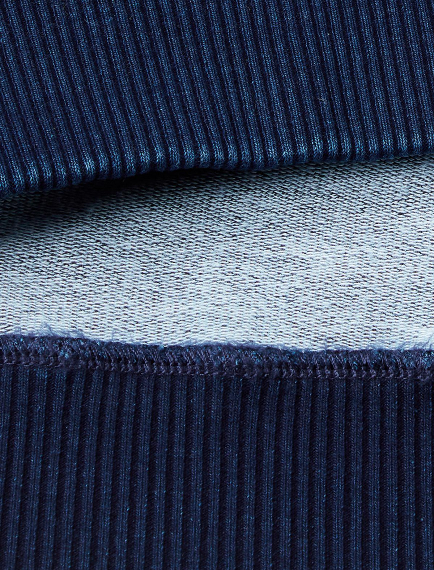 Erkek İndigo Koton Karışımlı Indigo Efekt Slogan Baskılı Sweatshirt Erkek İndigo Koton Karışımlı Indigo Efekt Slogan Baskılı Sweatshirt