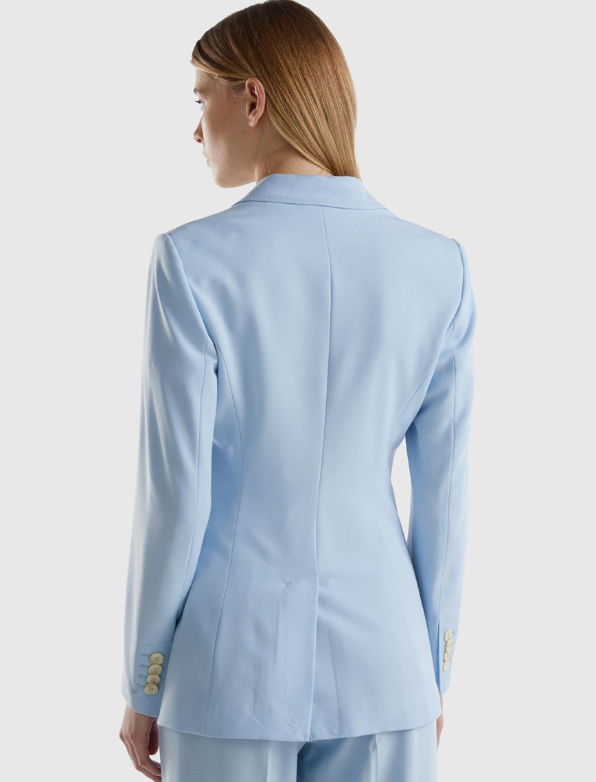 Kadın Açık Mavi Maskulen Kesim Önü Düğmeli Yalancı Kruvaze Ceket Kadın Açık Mavi Maskulen Kesim Önü Düğmeli Yalancı Kruvaze Ceket